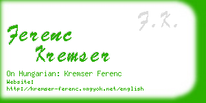 ferenc kremser business card